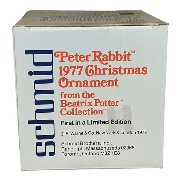 Schmid 1977 Peter Rabbit 1st Limited Edition Beatrix Potter Glass Ornament w Box - Picture 3 of 6
